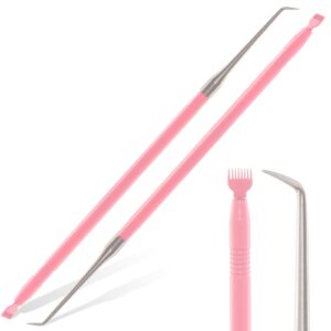 ekysso 2 pcs lash lift perm tools and tint kit, ekysso eyelash lifting tool, 2 in 1 eyelash separator with separating comb, professional lash lift comb perming and tinting supplies(pink)