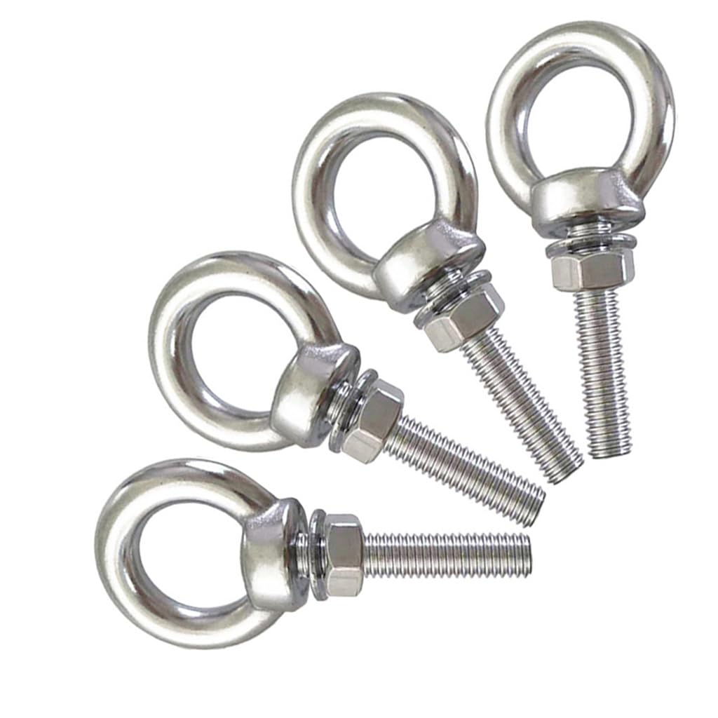 HYXXYY Stainless Steel Eye Bolt, 4 pack M8 Shoulder Eye Bolts 5/16" X 1.18"with Nuts and Washer Thread Lifting Ring Eyebolt (Thread Length 30mm)