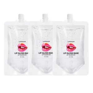 biokusy lip gloss base 3 pack (10 oz), moisturizing clear base gel shimmer makeup primers lipstick material oil for diy (clear 3 pack 100ml)