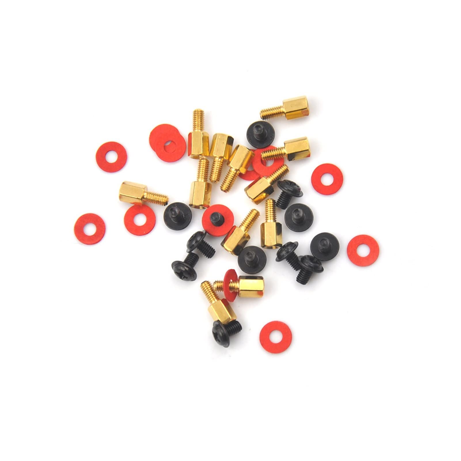 Wshao store 36pcs(12x Screw+12x Motherboard Riser +12x Washer) 6.5mm 6-32-M3 Computer Golden Motherboard Riser+Silver Screws + Red Washers (Color : 100PCS 3mm)