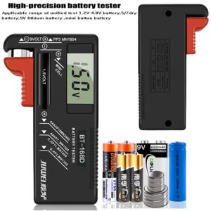 AMZQWE Battery Testers,Universal Digital Battery Tester for AAA,AA,C,D,9V,1.5V,3.7V Small Button Cell,Battery Tester Volt Checker for All Household Batteries, Black