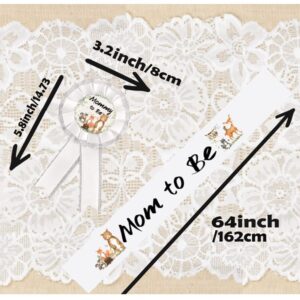 AICHENGZI Woodland Creatures Baby Shower Sash Mom to Be & Daddy To Be Corsage Party Decorations