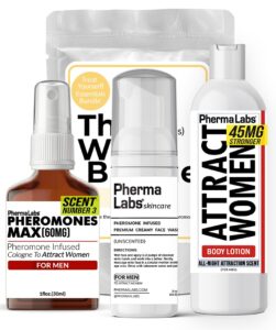 phermalabs pheromone cologne essentials bundle: cologne, unscented face wash and body lotion (3 items) - for him [attract women]