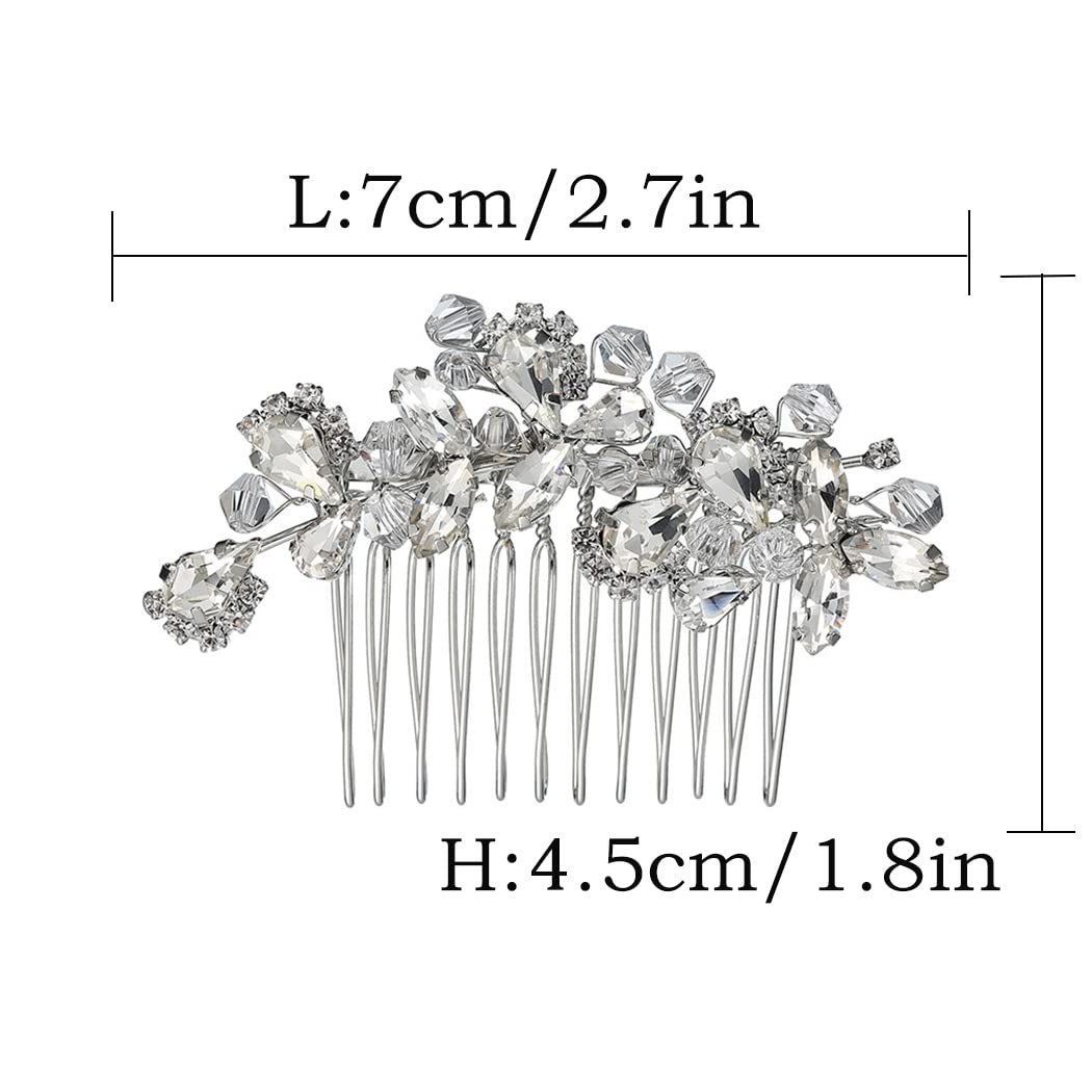 Foyte Crystal Bride Wedding Hair Comb Silver Bridal Headpieces Rhinestone Pearl Hair Pieces Bridesmaid Side Combs Hair Accessories for Women (silver)