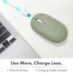 Macally Wireless Bluetooth Mouse - Strong Connection - Quiet, Comfortable, Rechargeable Mouse for MacBook Air/Pro, Mac, iMac, Apple iPad - Wireless Mouse for Laptop, Windows PC Desktop