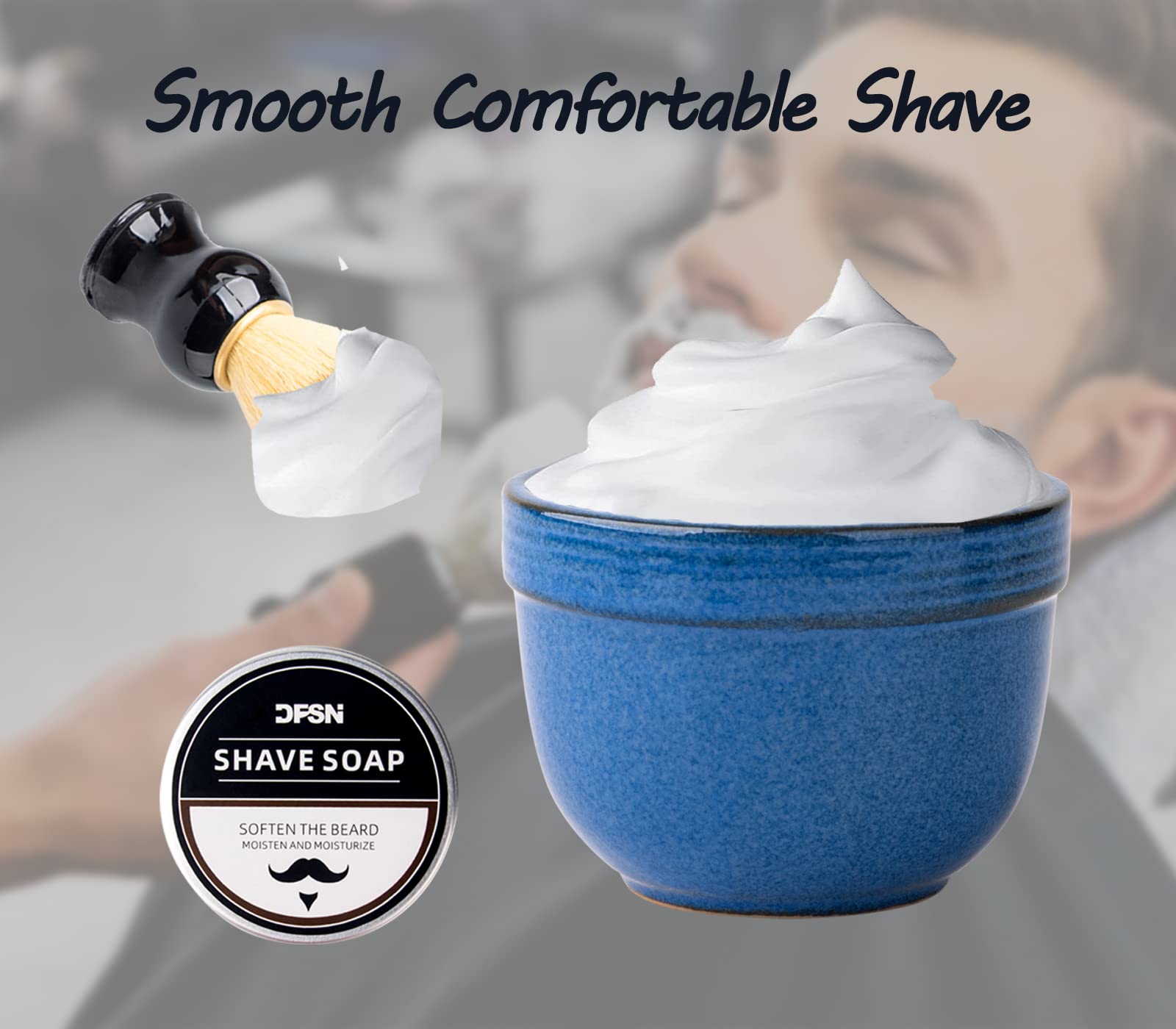 dgudgu Shaving Brush And Bowl Straight Razor Shaving Kit Shaving Bowl And Brush Set Shaving Brush Kit Shaving Cream Bowl Shaving Mug And Brush Set For Men Contain Cup,Brush,Razor Stand,Soap