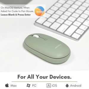 Macally Wireless Bluetooth Mouse - Strong Connection - Quiet, Comfortable, Rechargeable Mouse for MacBook Air/Pro, Mac, iMac, Apple iPad - Wireless Mouse for Laptop, Windows PC Desktop