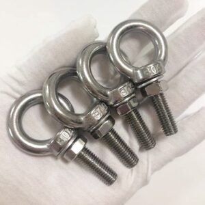 HYXXYY Stainless Steel Eye Bolt, 4 pack M8 Shoulder Eye Bolts 5/16" X 1.18"with Nuts and Washer Thread Lifting Ring Eyebolt (Thread Length 30mm)