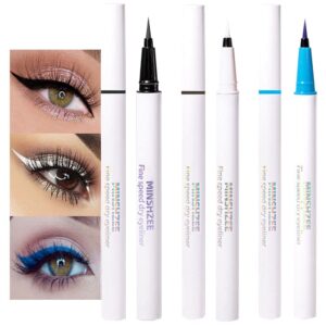 evpct 3pcs white blue black matte waterproof colored eyeliner liquid eye liner color set liquid eyeliner colorful eyeliner pen pencil set long lasiting delineador de ojos de colores figuras 01+03+07