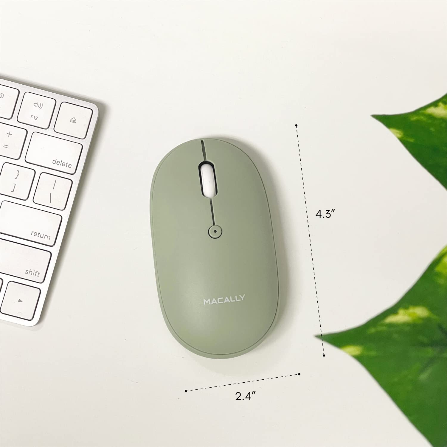 Macally Wireless Bluetooth Mouse - Strong Connection - Quiet, Comfortable, Rechargeable Mouse for MacBook Air/Pro, Mac, iMac, Apple iPad - Wireless Mouse for Laptop, Windows PC Desktop