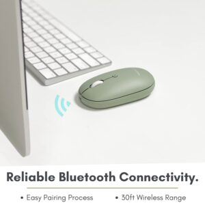 Macally Wireless Bluetooth Mouse - Strong Connection - Quiet, Comfortable, Rechargeable Mouse for MacBook Air/Pro, Mac, iMac, Apple iPad - Wireless Mouse for Laptop, Windows PC Desktop