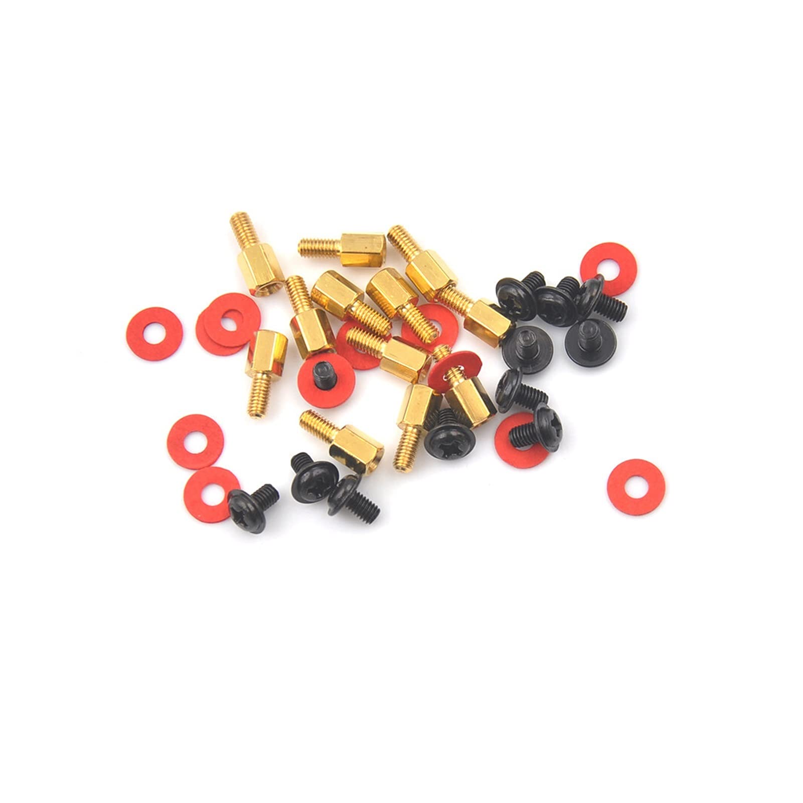 Wshao store 36pcs(12x Screw+12x Motherboard Riser +12x Washer) 6.5mm 6-32-M3 Computer Golden Motherboard Riser+Silver Screws + Red Washers (Color : 100PCS 3mm)