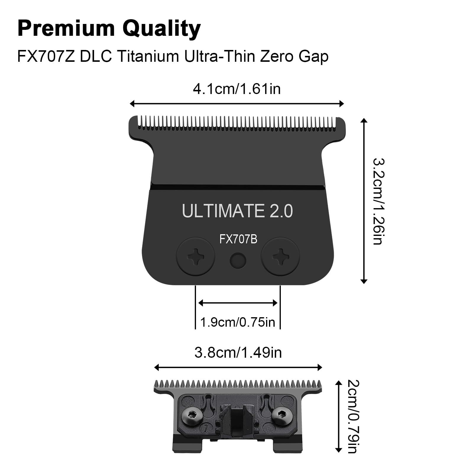 Replacement Blades DLC 2.0 Compatible with BaBylissPRO Barberology FX726 and FX787 Trimmer, Replacement T Blades for Outlining Hair Trimmer