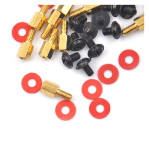 Wshao store 36pcs(12x Screw+12x Motherboard Riser +12x Washer) 6.5mm 6-32-M3 Computer Golden Motherboard Riser+Silver Screws + Red Washers (Color : 100PCS 3mm)