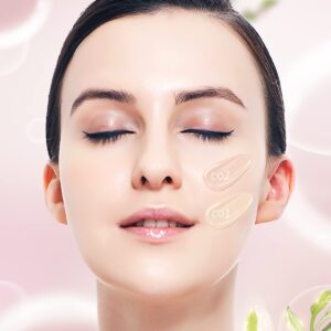 Catkin Blossom BB Cream Air Cushion Foundation Natural Coverage Moist Glowy Finish Breathable Face Makeup with 2 Refills Beige (C02 Medium Beige)