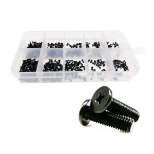 wshao store 500/750pcs m1.2 m1.4 m1.6 m2 m3 mini micro thin wafer flat head screw bolt for laptop phone glasses set assortment kit (color : set b 500pcs black)