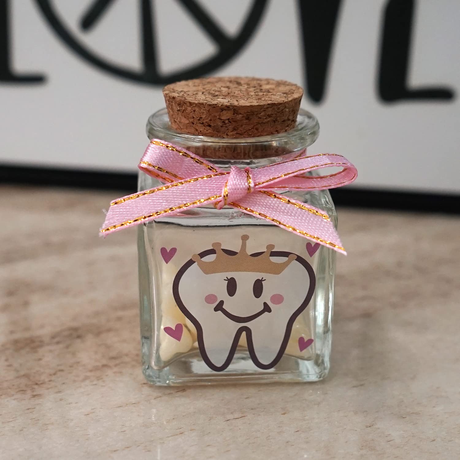 HAMUIERS First Tooth and Curl Keepsake Jar, Baby Tooth Fairy Keepsake Holder and First Haircut Keepsake Jar - Girl