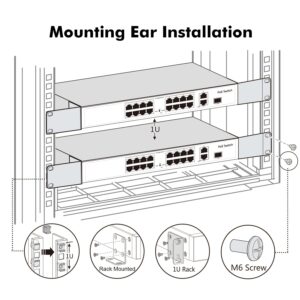 MokerLink 1U Rack Mount Kit Compatible for Cisco 17.3 inch Wide Switches, Compatible CK-300RM-19 rackmount ear