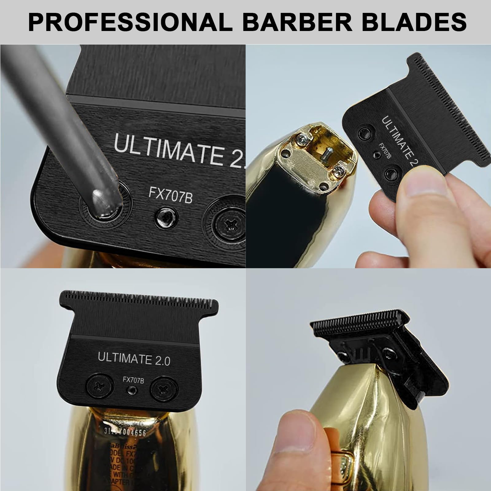 Replacement Blades DLC 2.0 Compatible with BaBylissPRO Barberology FX726 and FX787 Trimmer, Replacement T Blades for Outlining Hair Trimmer