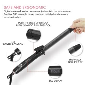 1 1/4 Inch Curling Iron with Clipped Tourmaline Ceramic Barrel Professional 1.25 Inch Hair Curler up to 450°F Dual Voltage for Traveling 60 Mins Auto Off Suit for Different Hairstyle (1.25 Inch)