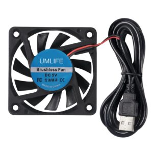 UMLIFE 60mm Fan, 4-Pack 5Volt 0.18A USB 60x60x10mm 6010 Brushless DC Computer CPU Heat Sink Cooling Cooler Fan 60mm x 10mm