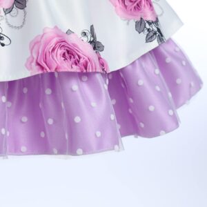 Girls Flower Puff Sleeve Dress 2PCS Pageant Princess Summer Dresses with Floral Headband Front Bowknot Wedding Birthday Dress Up Clothes Baby Girl Christening Baptism Outfits Purple 6-12 Months