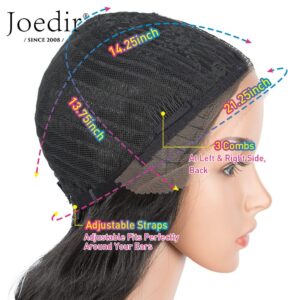 Joedir Lace Front Wigs 30" Long Wavy Synthetic Wig 4.5" Deep Part HD Transparent Lace With Baby Hair For Women 130% Density Wigs(Black Color)