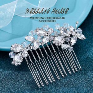 Foyte Crystal Bride Wedding Hair Comb Silver Bridal Headpieces Rhinestone Pearl Hair Pieces Bridesmaid Side Combs Hair Accessories for Women (silver)