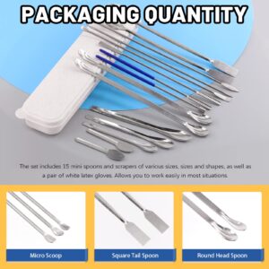 Glarks 17Pcs Capsule Filling Micro Lab Spoon Kits Sampling Spoon Mixing Spatula Laboratory Tiny Mixing Spatula Long Sampling Spoon for Powders Gel Cap Capsule Filler