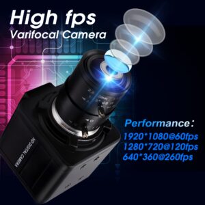 IEights 260fps Variable Focus Camera 2.8-12mm 4X Optical Zoom Webcam, 1080P Varifocal Web Cam Manual Zoom Lens Webcamera,Raspberry Pi Windows Mac Vari-Focus USB Web Camera,Close-up Monitoring Cameras