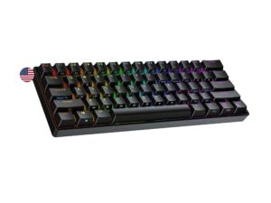 ranked s60 supernova 60% form factor | hot swappable mechanical gaming keyboard | 61 keys multi color rgb led backlit for pc/mac gamer (black, gateron optical brown)