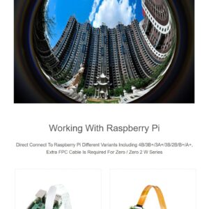 Coolwell IMX378-190 Fisheye Lens Camera for Raspberry Pi Series Board, 190° Wide Angle Fisheye Lens, 12.3MP, Wider Field of View