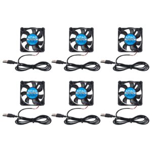 AITIAO 6Pcs 50mm USB Brushless Cooling Fan 50mm x10mm DC 5V Quiet Cooling Fan 5010 Mini Computer Fan for Small Appliances Series Replacement(5010 5V)