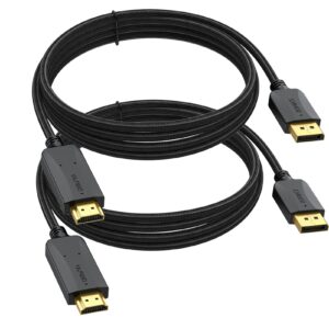 displayport to hdmi cable 10 feet 2-pack, display port dp to hdmi hdtv cord adapter male to male for audio &video