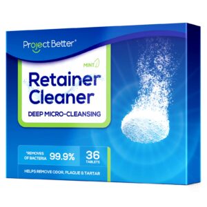 project better retainer cleaner tablets & denture cleaning tablets for dental appliances and night & mouth guard.(36 counts