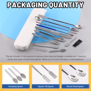 Glarks 14Pcs Capsule Filling Micro Lab Spoon Kits Sampling Spoon Mixing Spatula Laboratory Tiny Mixing Spatula Powders Tamper Tool for Powders Gel Cap Capsule Filler