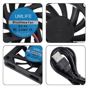 UMLIFE 60mm Fan, 4-Pack 5Volt 0.18A USB 60x60x10mm 6010 Brushless DC Computer CPU Heat Sink Cooling Cooler Fan 60mm x 10mm