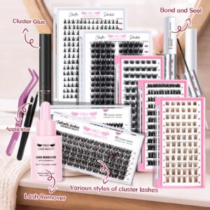 Lash Clusters, 72 Pcs Individual Cluster Lashes DIY Lash Extension 8-16mm Eyelash Clusters Volume Wispy Lashes Super Thin Band Reusable Soft & Comfortable (Volume, D-8-16mix)