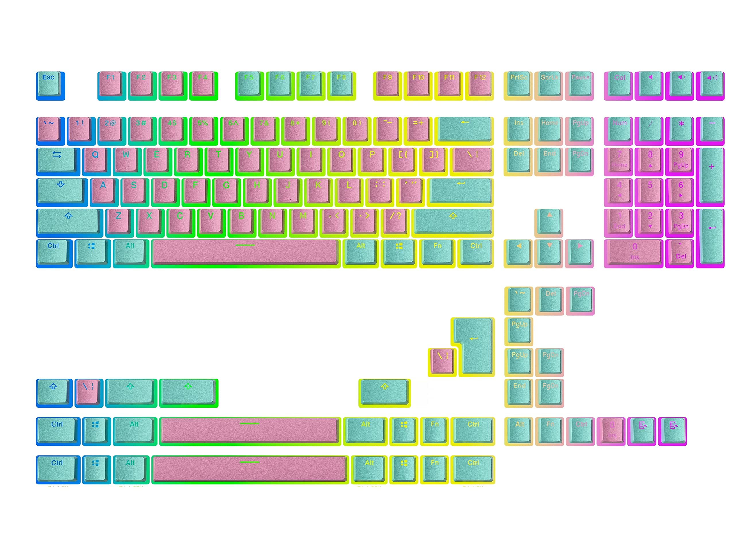 Ranked Pudding v2 PBT Keycaps | 145 Double Shot Translucent ANSI US & ISO Layout | OEM Profile for Full Size, TKL, 75%, 65% and 60% RGB Mechanical Gaming Keyboard (Miami Vice)