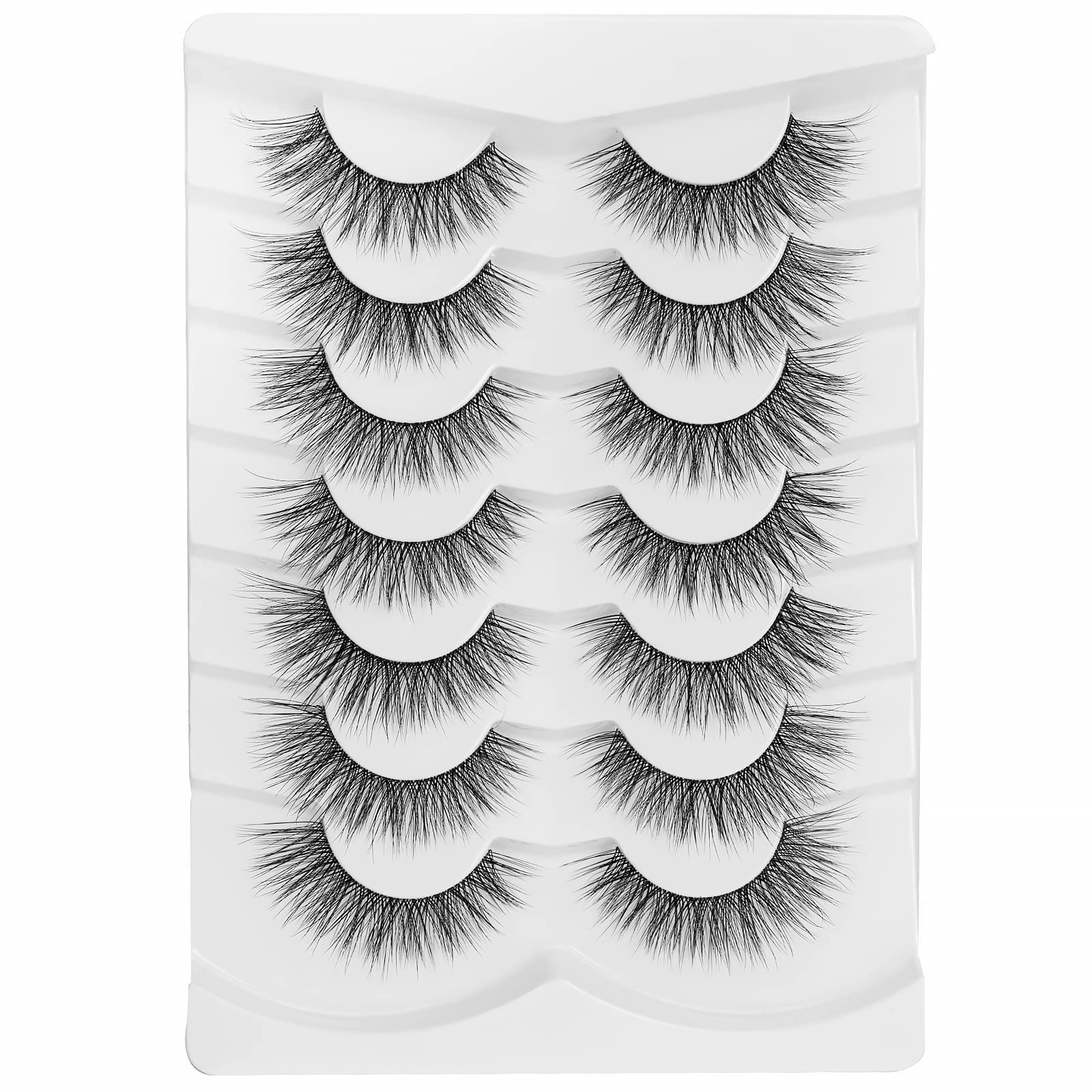 False Eyelashes Fluffy False Lashes Wispy Natural Lashes 3D Faux Mink Lashes 7 Pairs Jiocolor Volume Eye Lashes DJ-20