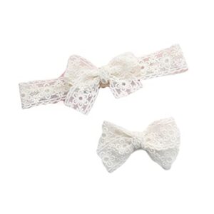 Baby Girls Lace Headband Infant Baptism Hair Band Toddler Lace Bow Headwraps BBG26 (2 Pcs-Set A)