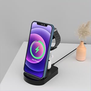 3 in 1 Wireless Charging Station KOOPAO Fast Portable Wireless Charger Dock Stand Compatible with iPhone 14/12/13/11 Pro Max/X/XS/XR/8/8 Plus, iWatch and iPods Series