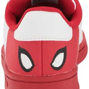 adidas Baby Advantage Tennis Shoe, White/White/Better Scarlet (Spider-Man), 6 US Unisex Infant