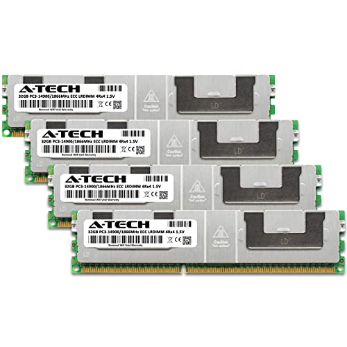 A-Tech 128GB Kit (4x32GB) Memory RAM for Supermicro X9DRH-7F - DDR3 1866MHz PC3-14900 ECC Load Reduced LRDIMM 4Rx4 1.5V - Server