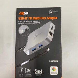 j5create USB C Hub - 4K 60Hz HDMI, 100W PD, 2 x USB-A, Ethernet | for Steam Deck, MacBook, ChromeBook, XPS, Surface Pro (JCD391)