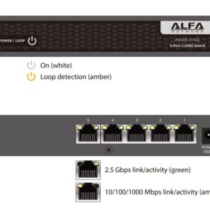 ALFA 5-Port Unmanaged 2.5G Switch, 5 x 2.5GBASE-T Ports, Loop Detection and Fanless Design(AGS05-2.5GL)