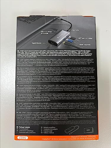 j5create USB C Hub - 4K 60Hz HDMI, 2 USB-A 10Gbps, USB-C 10Gbps with PD 100W, Ethernet, | Multiport Adapter for MacBook, ChromeBook, XPS, Surface Pro (JCD392)