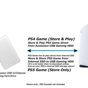 Avolusion T1 Series 500GB USB 3.0 Portable External Gaming Hard Drive - White (for PS5, Pre-Formatted) - 2 Year Warranty (Renewed)