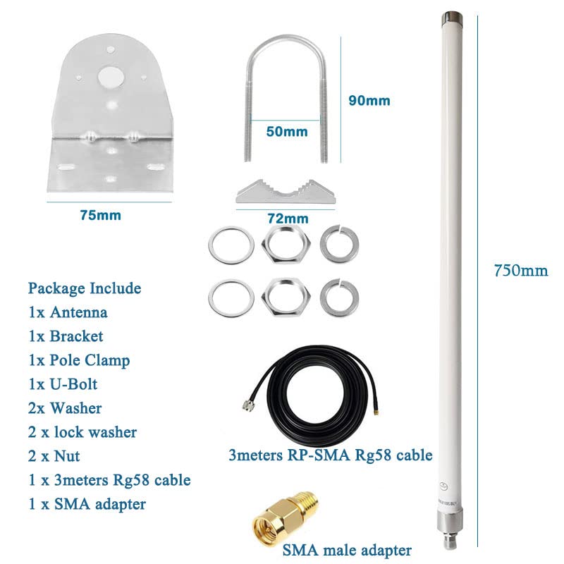 SIGNALPLUS 2.4G 5.8G Dual Band Omni-Directional High Gain Outdoor WiFi Antenna 2.4/5.8 GHz IEEE 802.11a/b/g and 802.11ac Applications