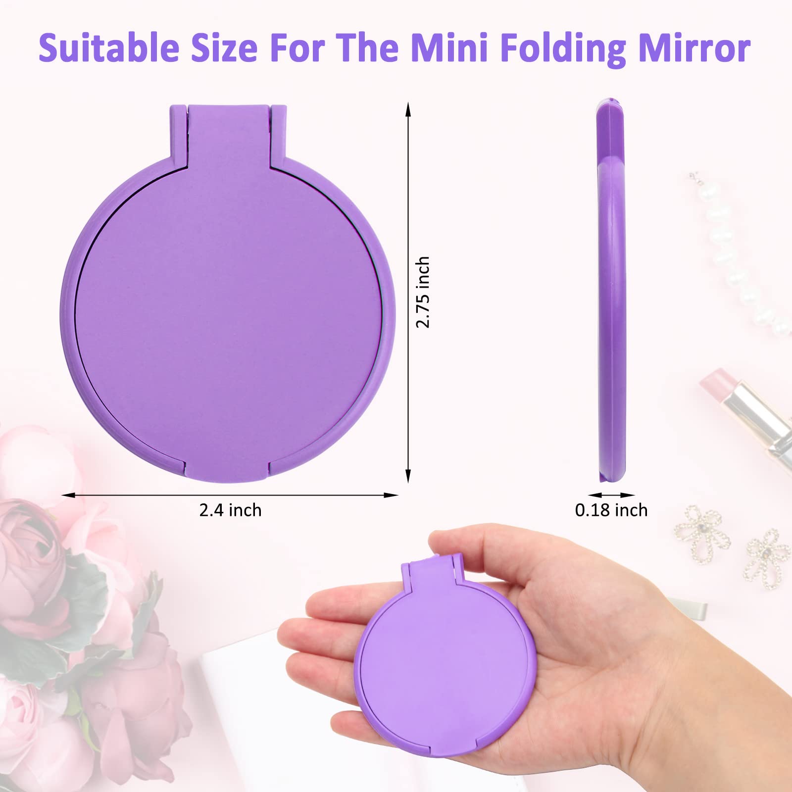 Windspeed 18 Pcs Mini Folding Mirror Round Compact, 2.4 in Small Portable Travel Makeup Mirror Compact Mirror Bulk Round Makeup Mirror for Purse, Women Girls Travel Daily Use